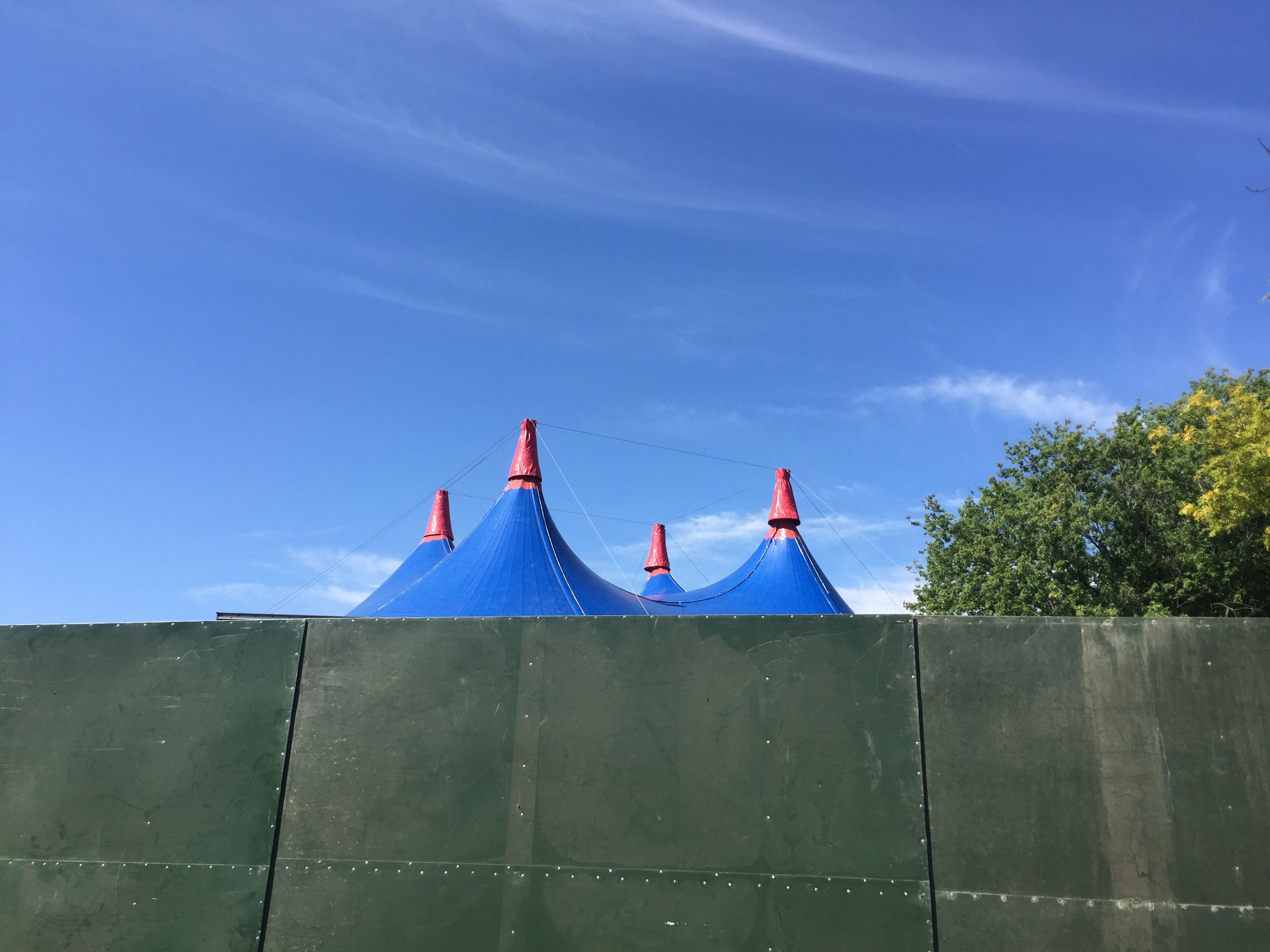 blue and red tent at Sunfall 2017 festival in Brockwell Park