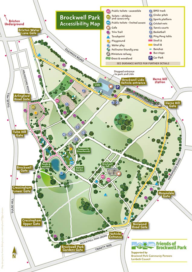 Brockwell Park accessibility map 2021